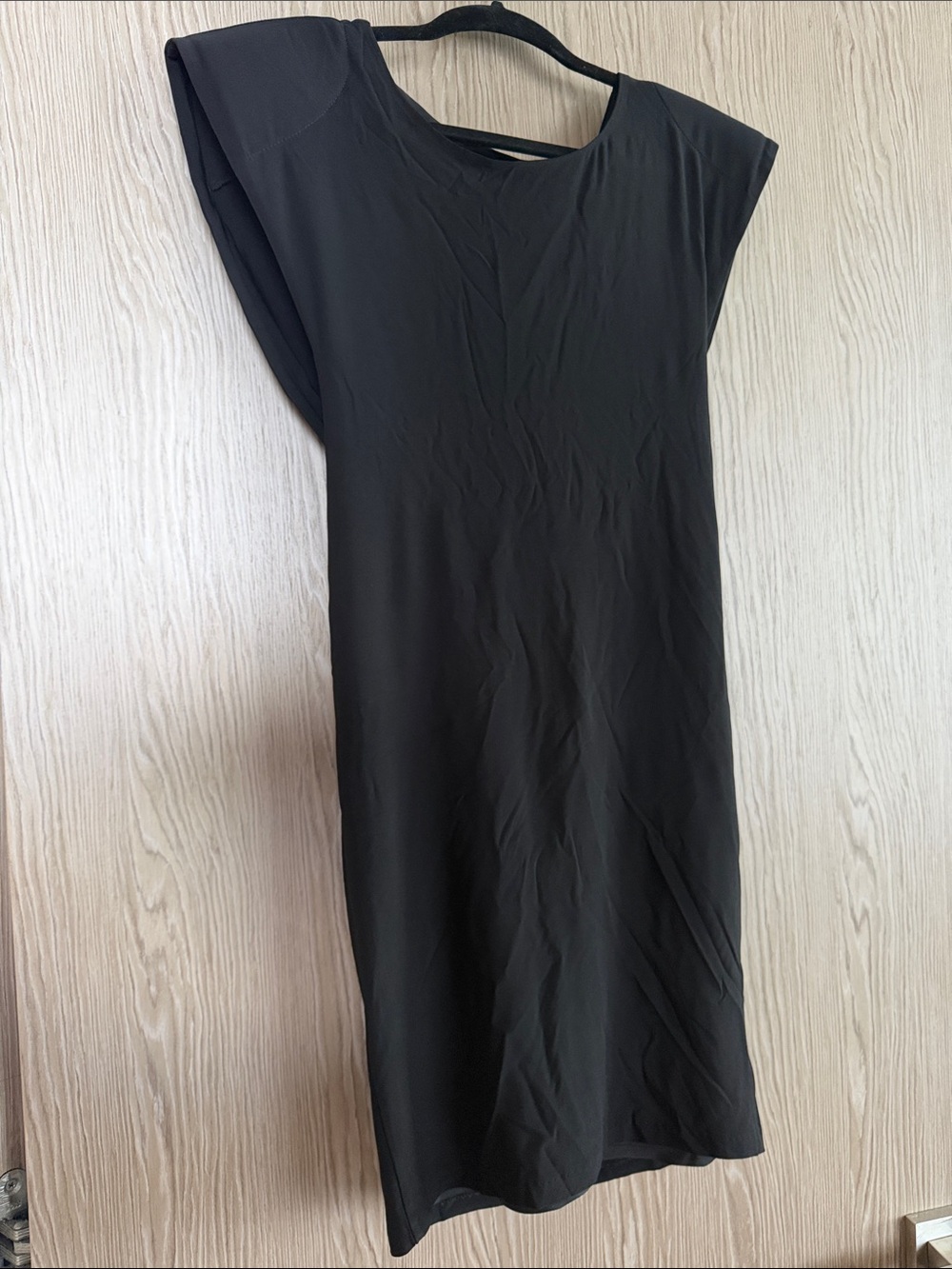 Classic Black Midi Dress - Sleek Cap Sleeve Design